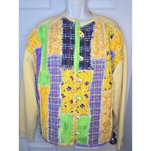 Patchwork Crazy Colorblock Fringed Artsie Bumblebees Gramdmacor Vibrant VTG Read